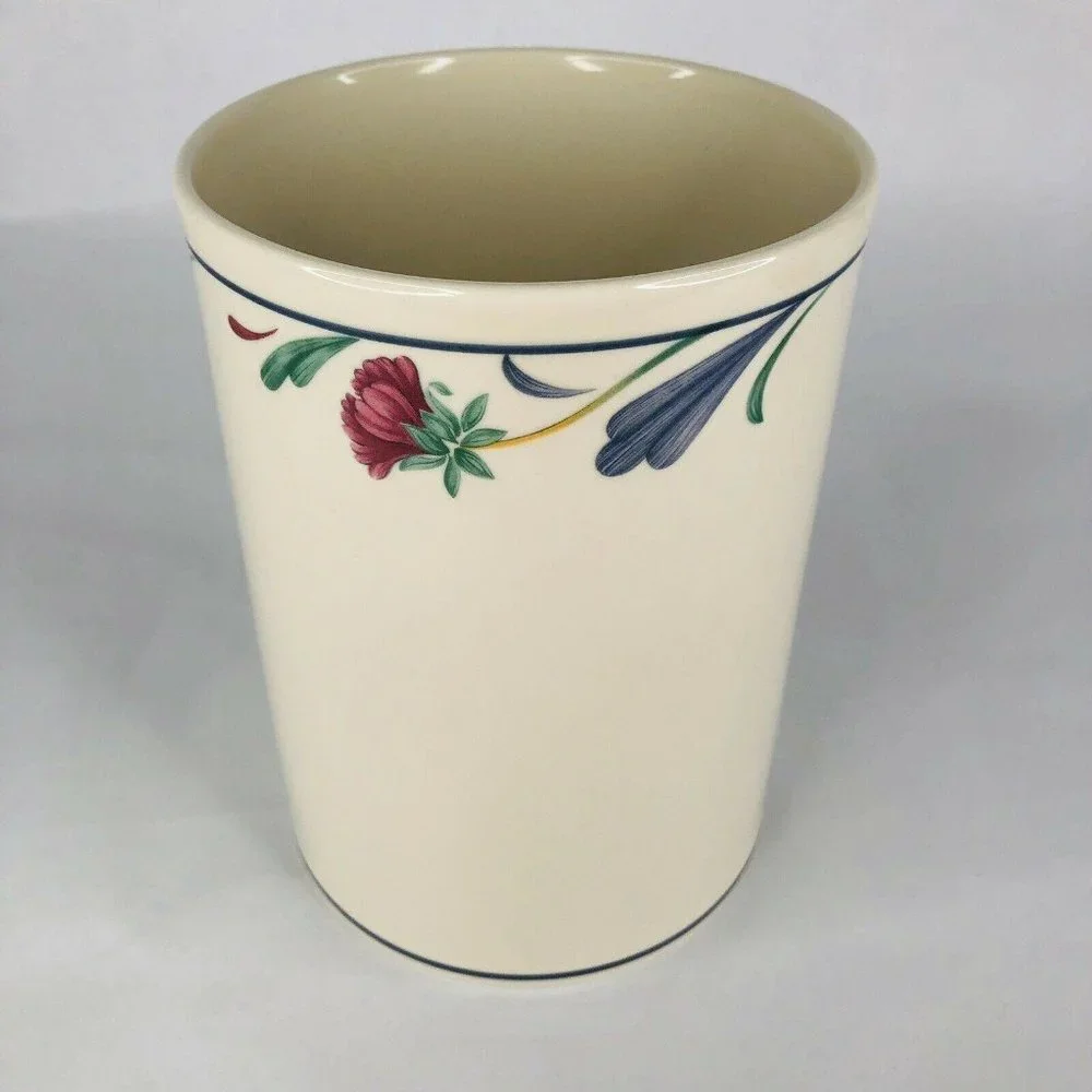 Lenox Poppies On‎ Blue Canister With Wood Lid Large